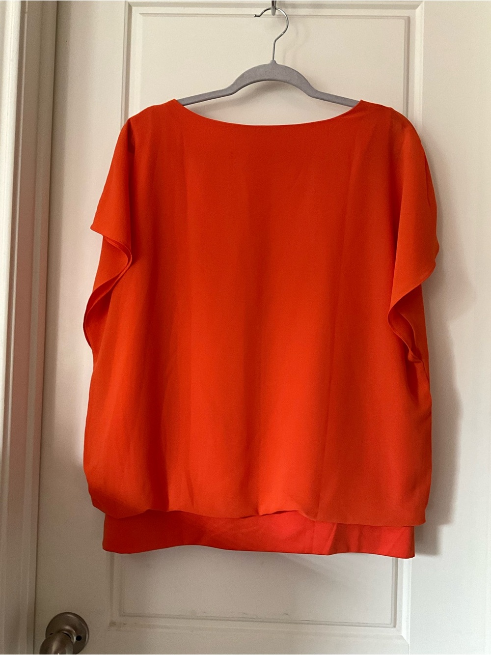 Women's Vibrant Orange Short-Sleeve Blouse - Relaxed Silhouette